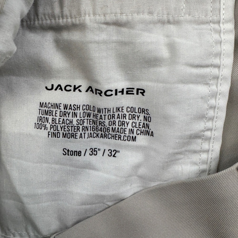 JACK ARCHER Jetsetter Pants Stone Men's 35x32 Chino Flat Front Golf Casual - Picture 4 of 8